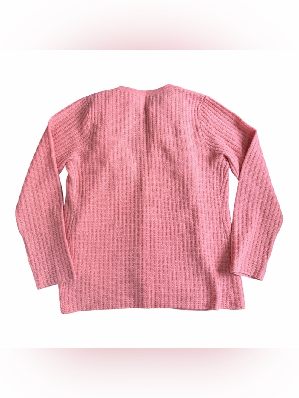 Garnet Hill Womens Pink 100% Cashmere Ribbed Knit Open Front V-Neck Cardigan M - Picture 2 of 7